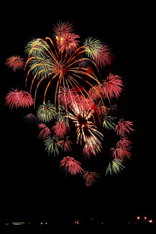 Fireworks, night, colorful sky, 240x320 wallpaper