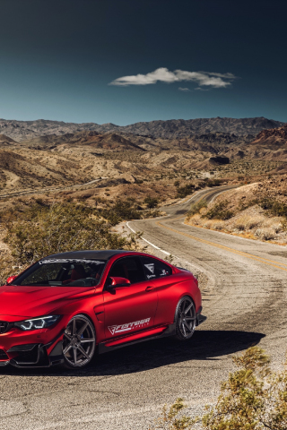 Red, BMW M4, luxury car, outdoor, landscape, 240x320 wallpaper