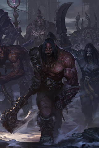 World of Warcraft, orks, warrior, art, 320x480 wallpaper