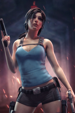 Lara Croft, Tomb Raider portrait, 2020, game shot, 240x320 wallpaper