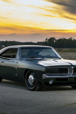 1969 Rngbrothers Dodge Charger Defector, classic, muscle, front, car, 240x320 wallpaper