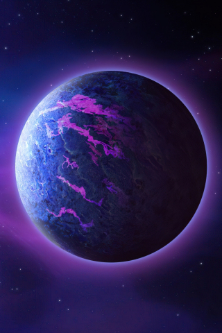 Blue-violet planet, fantasy, 240x320 wallpaper