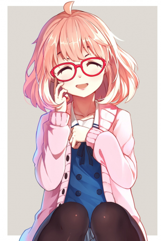 Cute, Mirai Kuriyama, Kyoukai no Kanata, glasses, 320x480 wallpaper