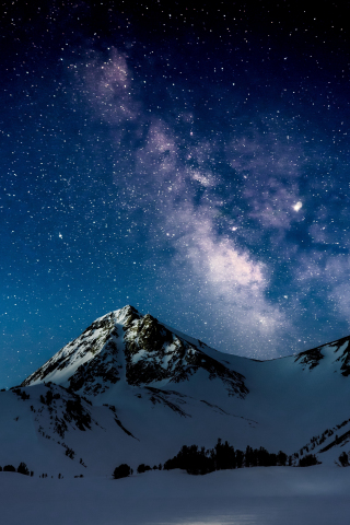 Starry night, outdoor, mountains, landscape, 240x320 wallpaper