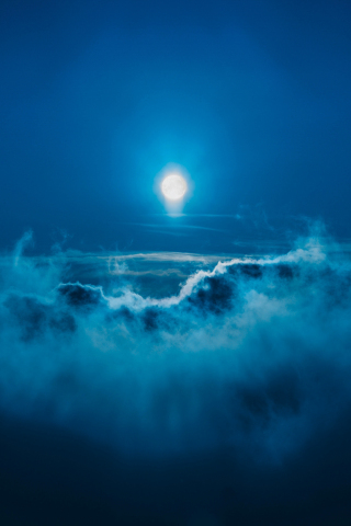 Moon, clouds, sky, night, 240x320 wallpaper