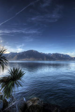 Montreux Lake, Lake Geneva, nature, lake, Switzerland, 240x320 wallpaper