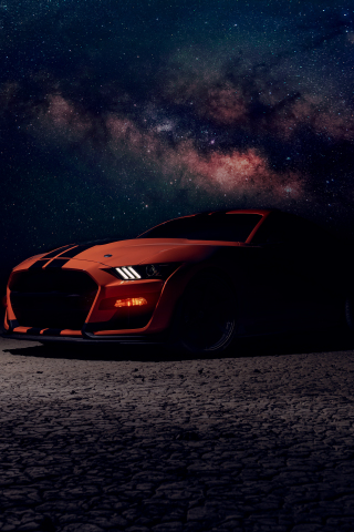 Ford Mustang, orange car, off-road 2020, 240x320 wallpaper
