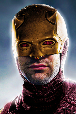 Daredevil, Red-golden mask, superhero, 2023, 240x320 wallpaper