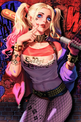 Harley Quinn, blonde, artwork, 240x320 wallpaper