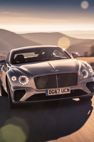 Download wallpaper 240x320 bentley continental gt, luxury car, on road,  2018, old mobile, cell phone, smartphone, 240x320 hd image background, 3457