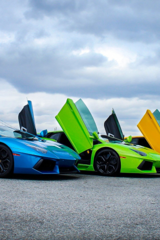 Super cars, colorful, Lamborghini Aventador, 240x320 wallpaper