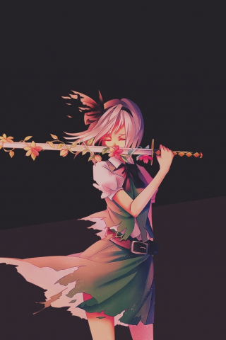 Youmu Konpaku with sword, touhou, anime girl, 240x320 wallpaper