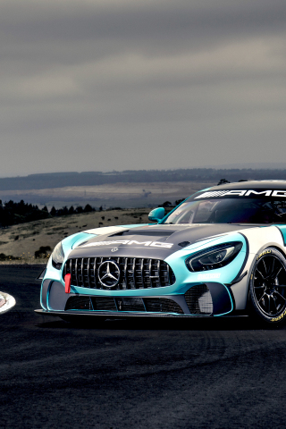 Mercedes-AMG GT4, sports car, 2019, 240x320 wallpaper