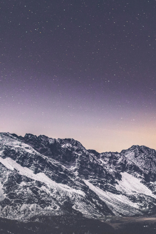 Snow covered mountains, stars, nature, starry sky, 240x320 wallpaper