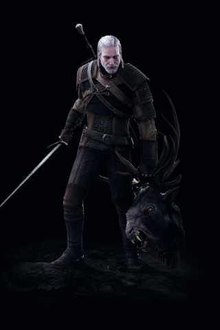 Minimal, Warrior, dark, The Witcher 3: Wild Hunt, 240x320 wallpaper