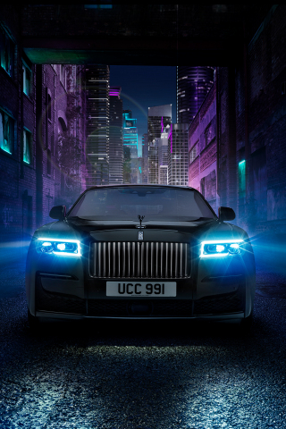 Rolls-Royce Black Badge Ghost, 2021, luxury car, 240x320 wallpaper