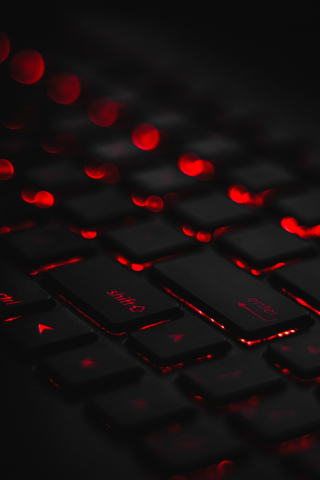 Keyboard, dark, red glow, 240x320 wallpaper