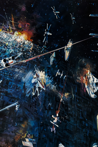 Star Wars, spacecraft, war, 1977 movie, poster, 240x320 wallpaper