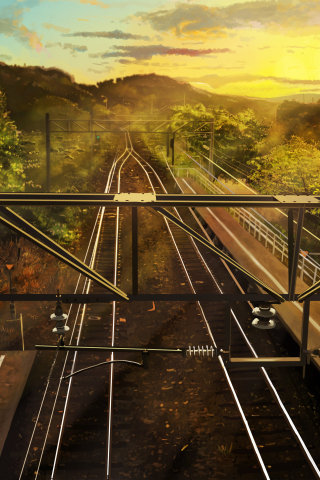 Railroads, anime, original, 240x320 wallpaper