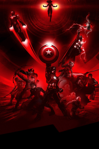 Avengers: Endgame, Marvel superheroes, red, 240x320 wallpaper