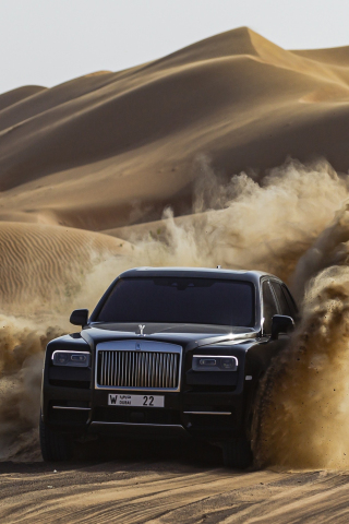 Rolls-Royce Cullinan, black luxury car, off-road, 240x320 wallpaper