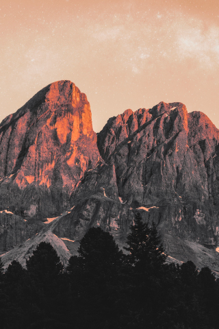 Golden shining peaks, mountains, nature, 240x320 wallpaper