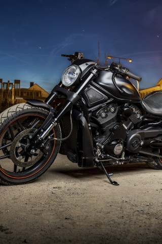 Harley Davidson, muscle bike, night out, 240x320 wallpaper