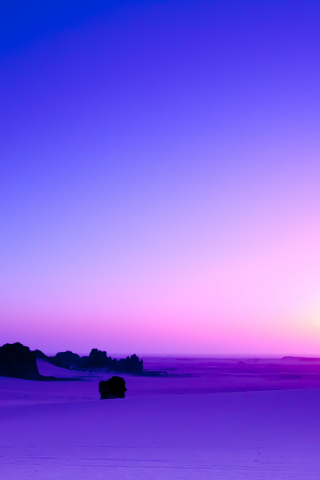 Purple, sunset, skyline, desert, landscape, 240x320 wallpaper