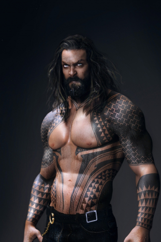 Aquaman, Jason Momoa, tattoo, 240x320 wallpaper