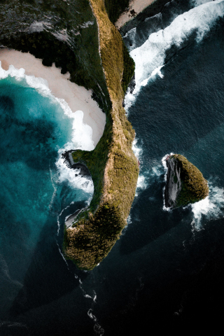 Aerial view, arch, coast, nature, 240x320 wallpaper