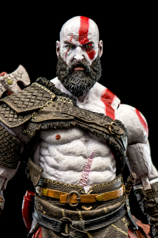 Kratos, god of war, warrior, video game, figure, model, 240x320 wallpaper