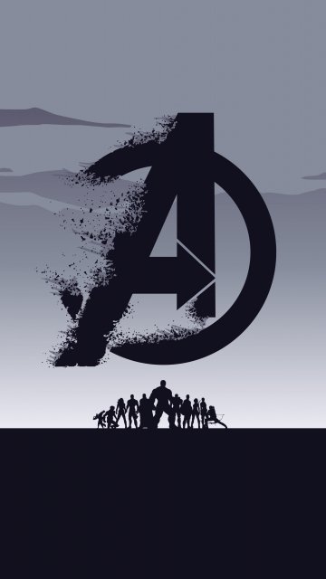 2019 movie, Avengers: Endgame, minimal, silhouette, art, 360x640 wallpaper