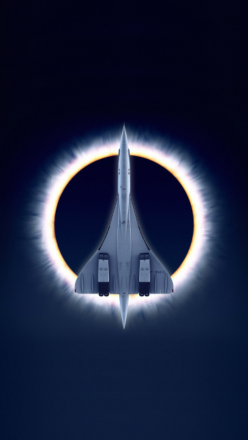 Concorde Carre, eclipse, airplane, moon, aircraft, 360x640 wallpaper
