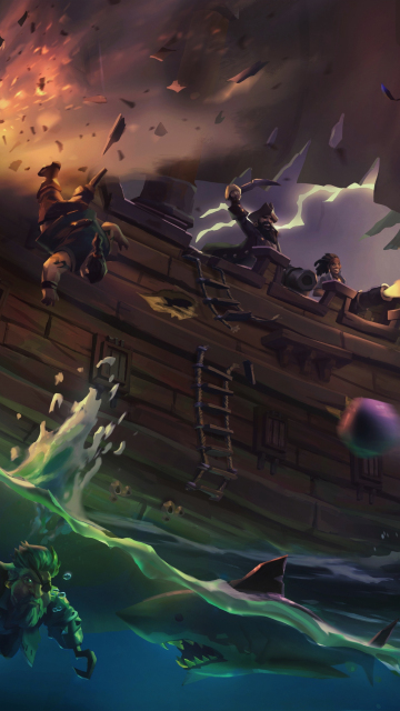 Sea of thieves, ship, pirates, video game, 360x640 wallpaper