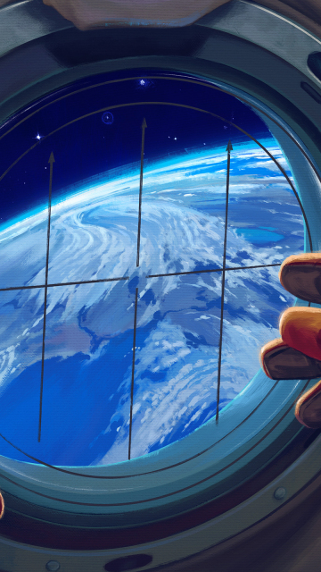 Spacecraft window, astronaut, 360x640 wallpaper