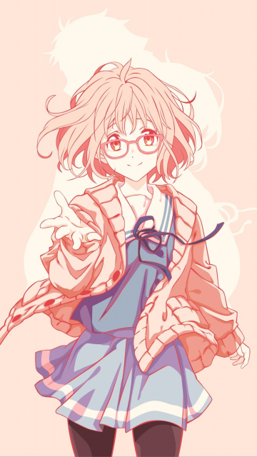 Short hair, Mirai Kuriyama, anime girl, minimal, glasses, 360x640 wallpaper