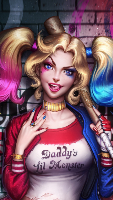 Download wallpaper 360x640 harley quinn, beautiful villain, dc ...