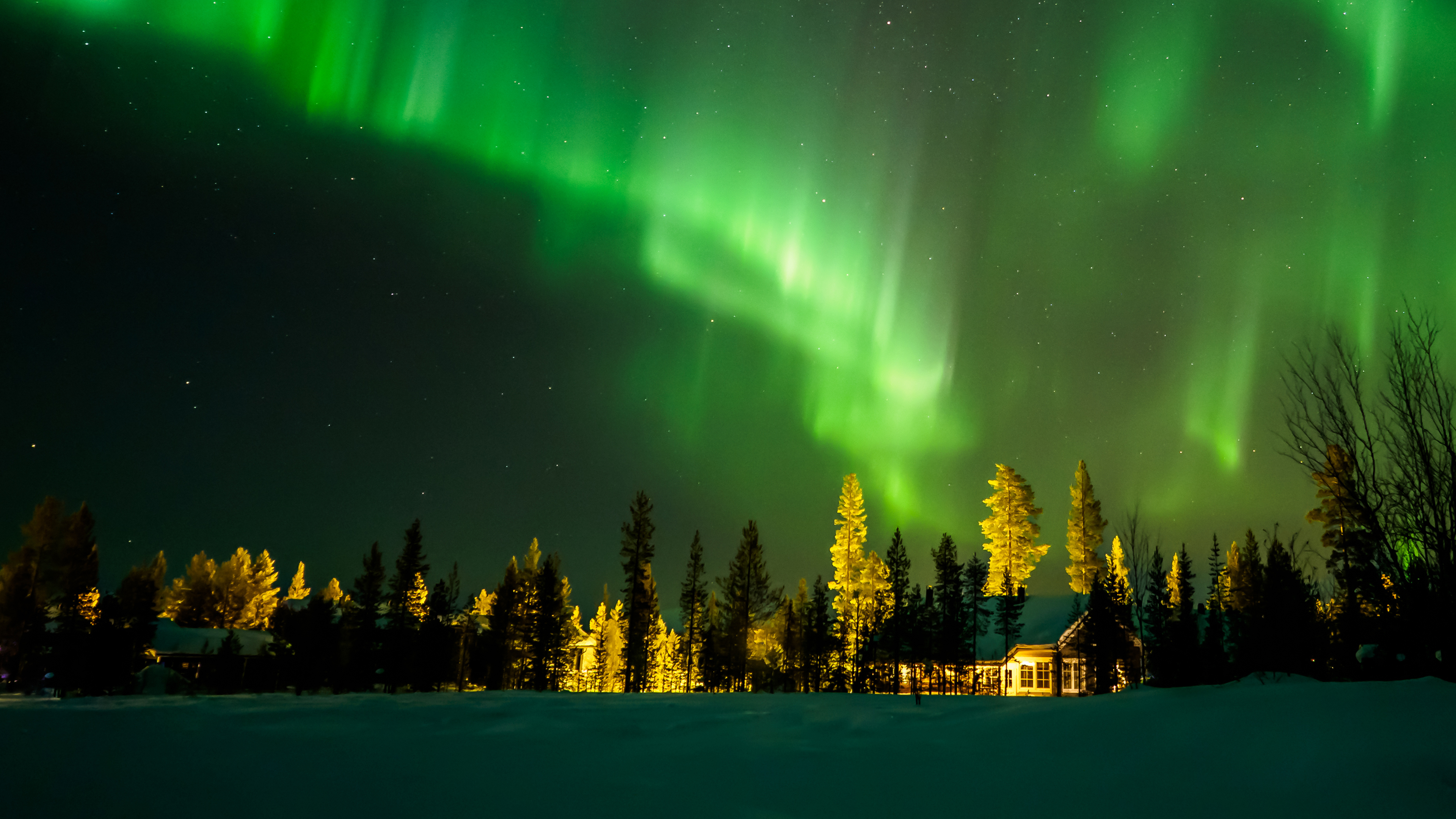 Download wallpaper 3840x2160 northern lights, green sky, finland 4k ...
