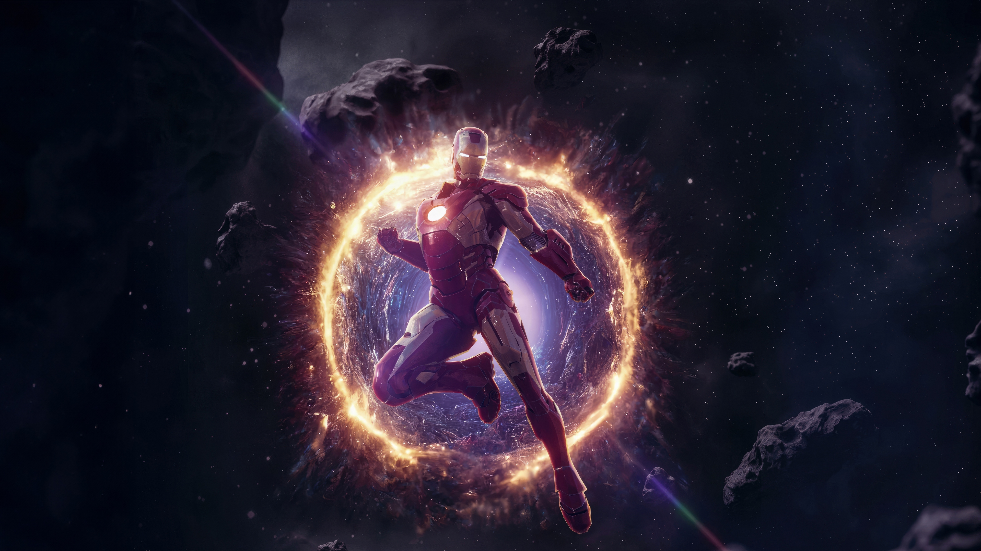 Iron man through the wormhole, space, 3840x2160 wallpaper