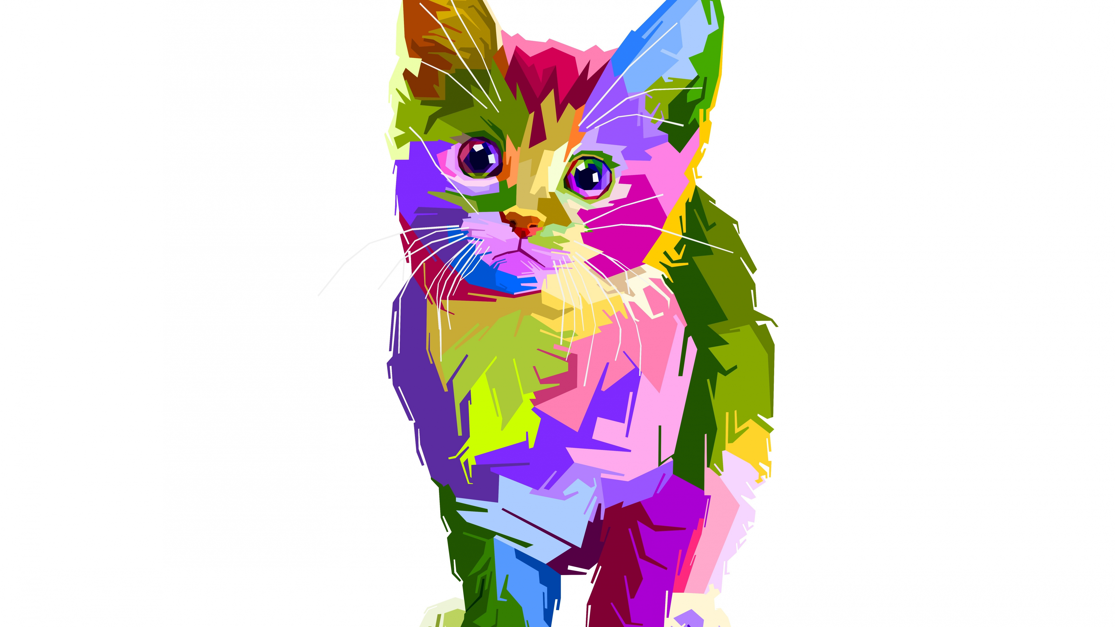 Download 3840x2160 wallpaper colorful, kitten, art, cat, 4k, uhd 16:9