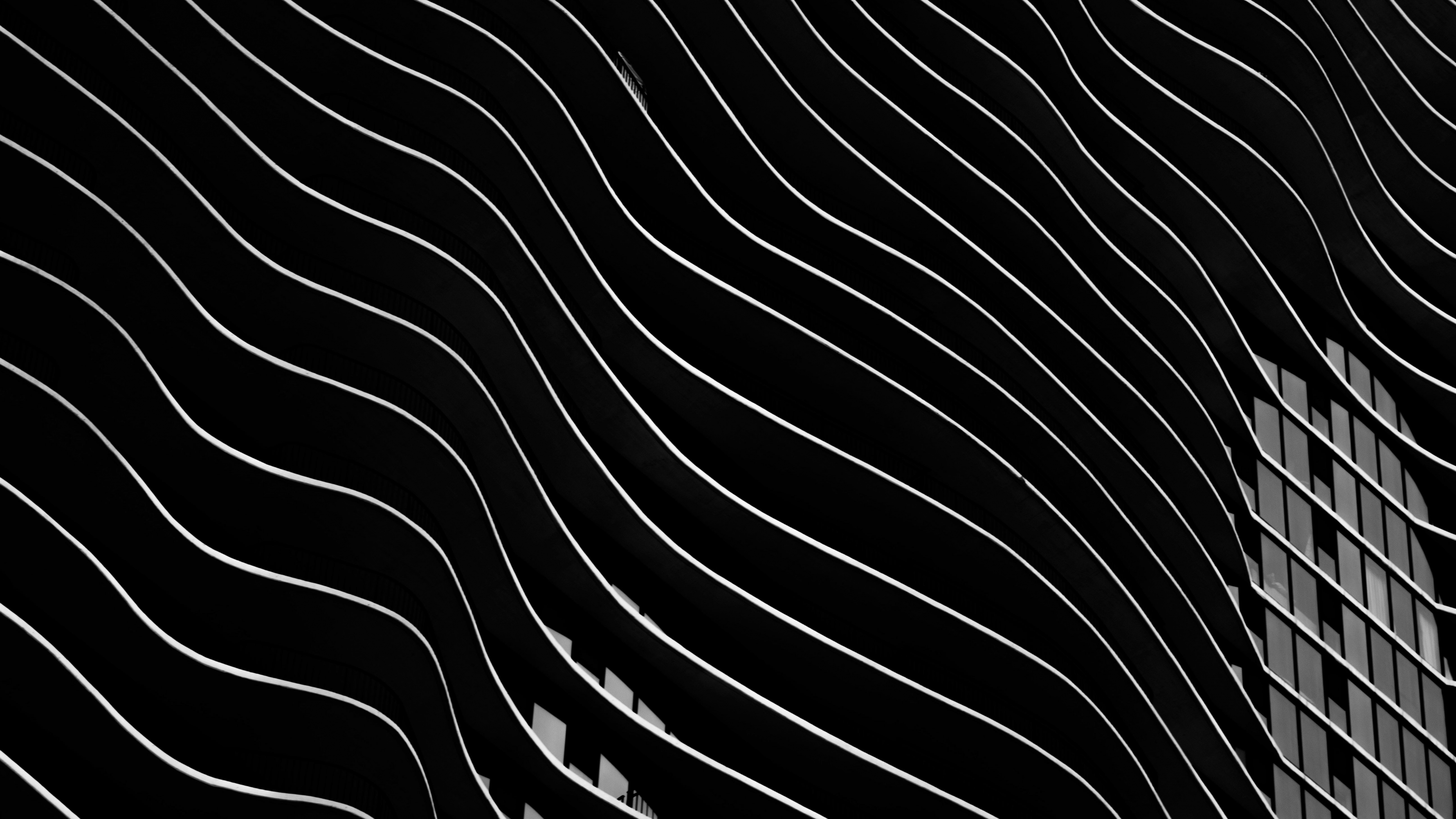 Download wallpaper 3840x2160 building, facade, curves, dark, surface 4k ...