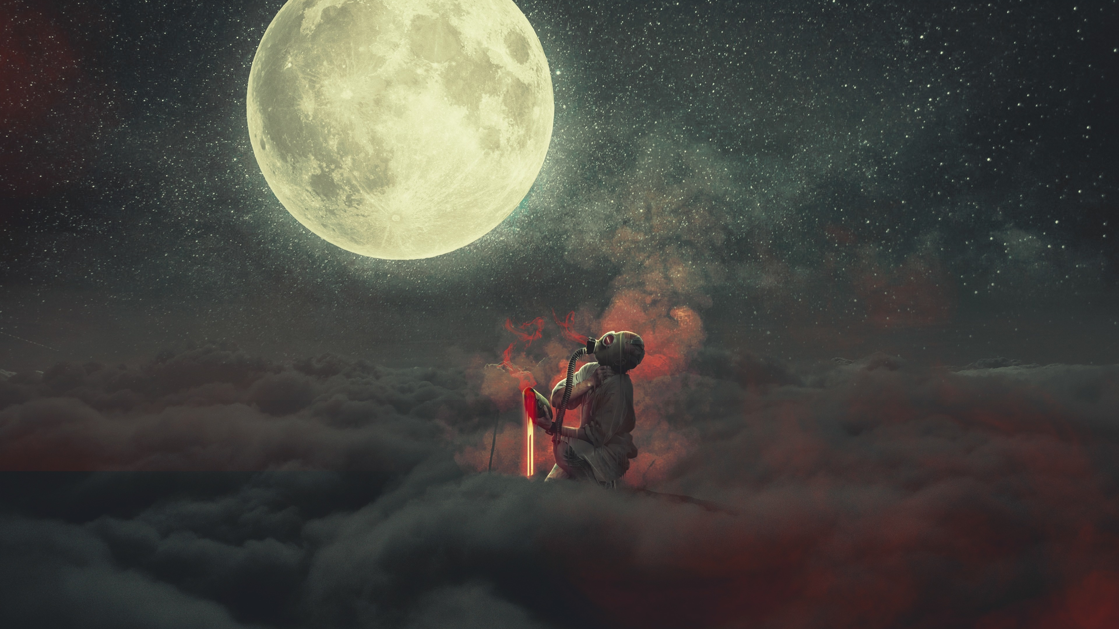 Download 3840x2160 Wallpaper Demon Dream Clouds Moon Fantasy 4k