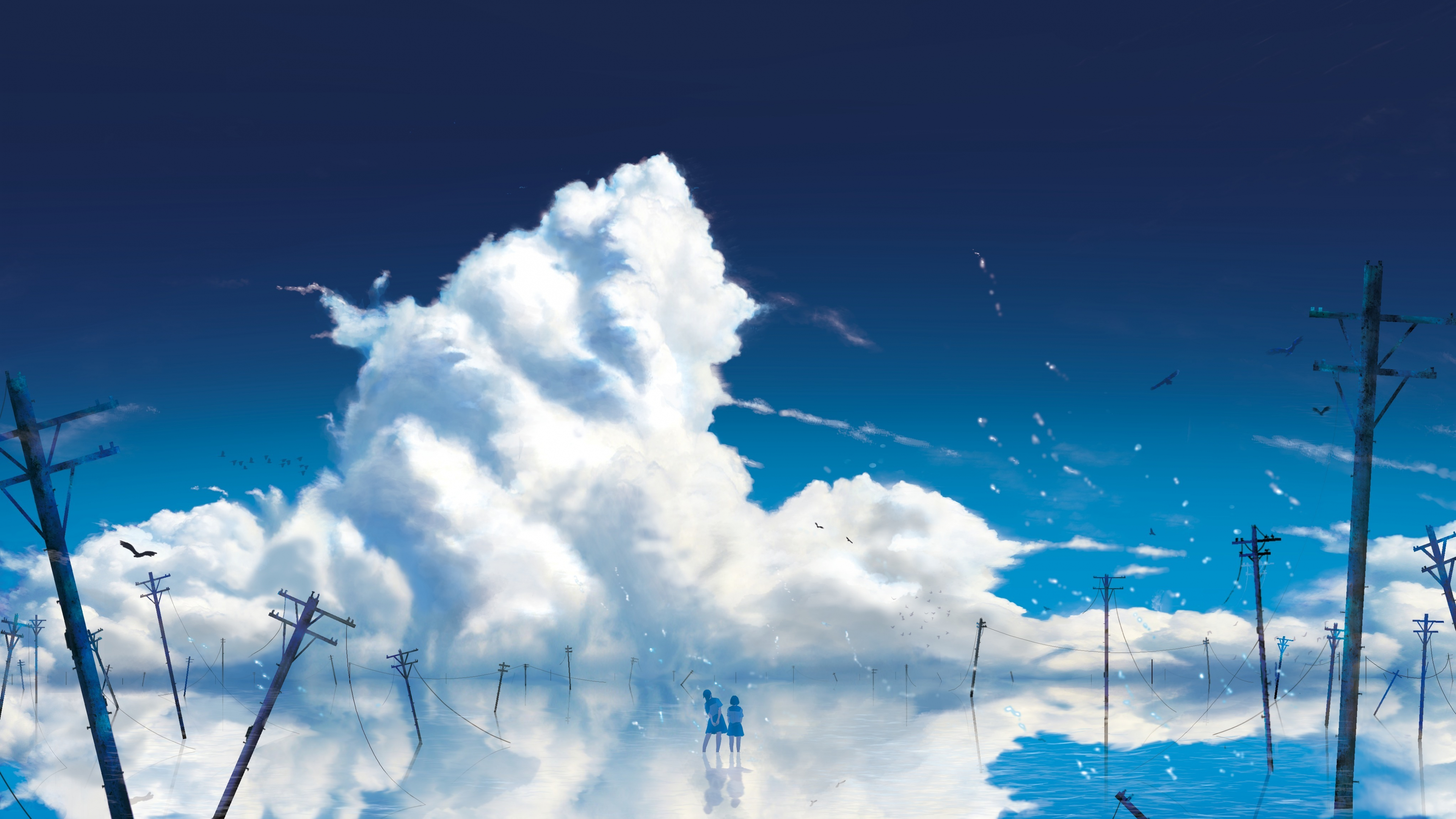 Download 3840x2160 wallpaper anime girls, outdoor, clouds ...