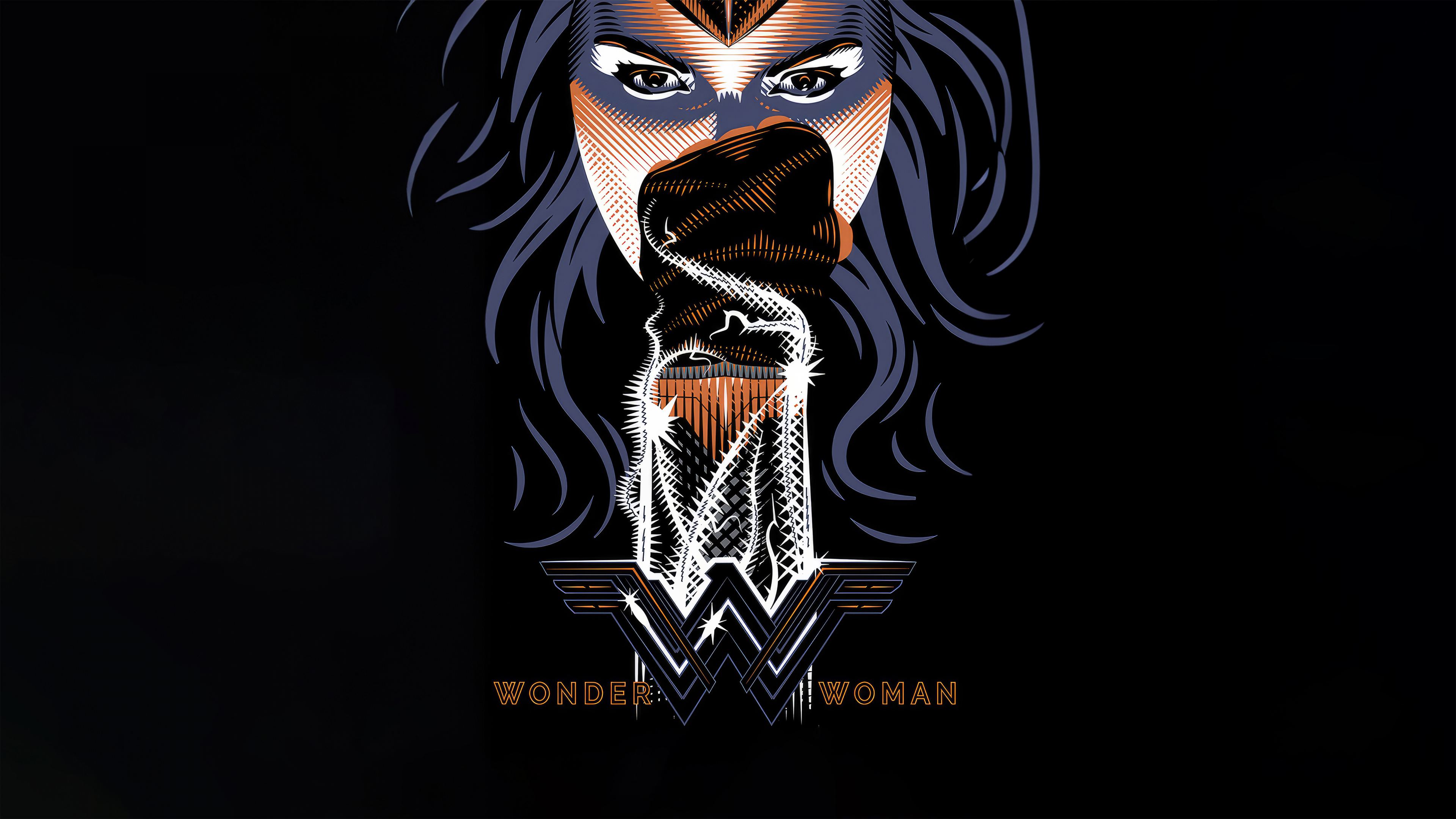 Wonder Woman's fist, minimal, dark, 3840x2160 wallpaper
