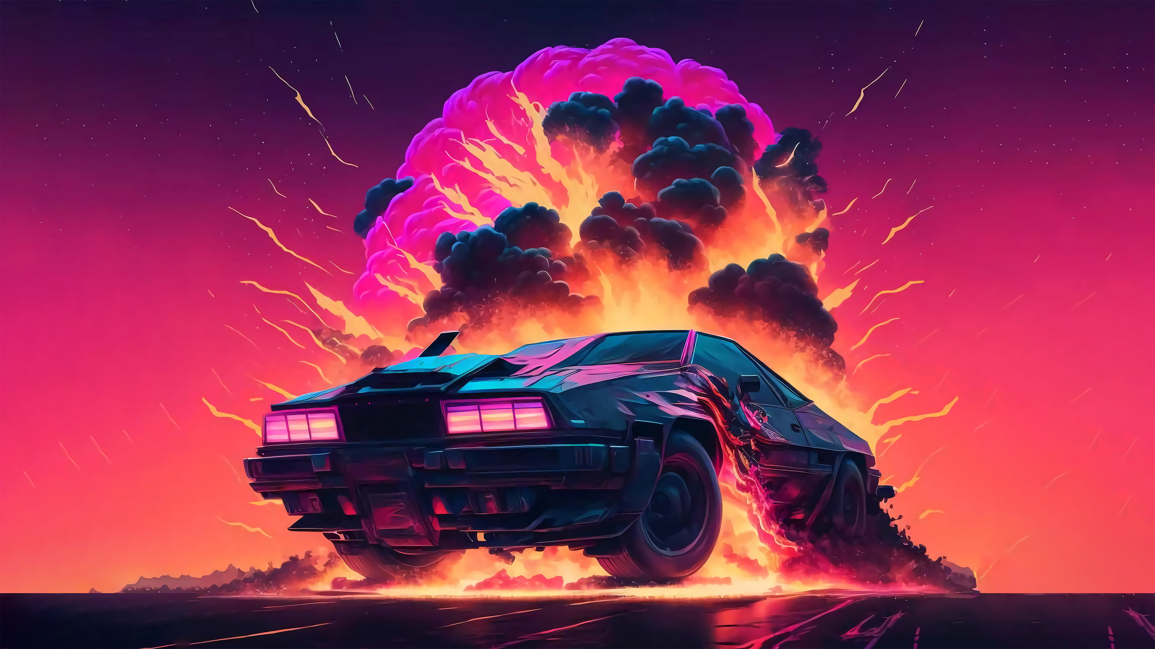 Retro Wave Neon DeLorean Car Sunset Artistic Synthwave HD Vaporwave  Wallpapers | HD Wallpapers | ID #100898