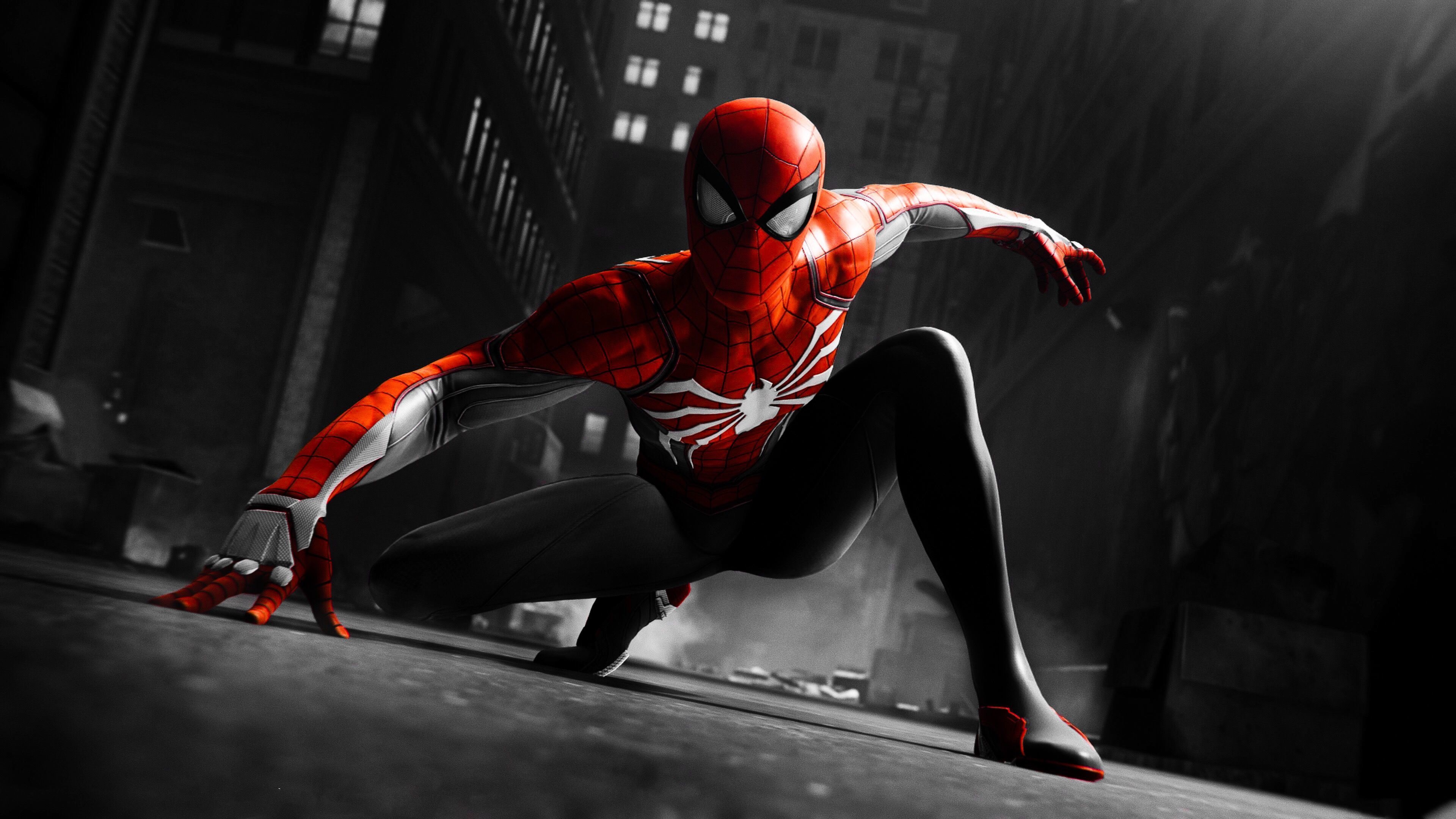 Download wallpaper 3840x2160 black and red, suit, spider-man, video