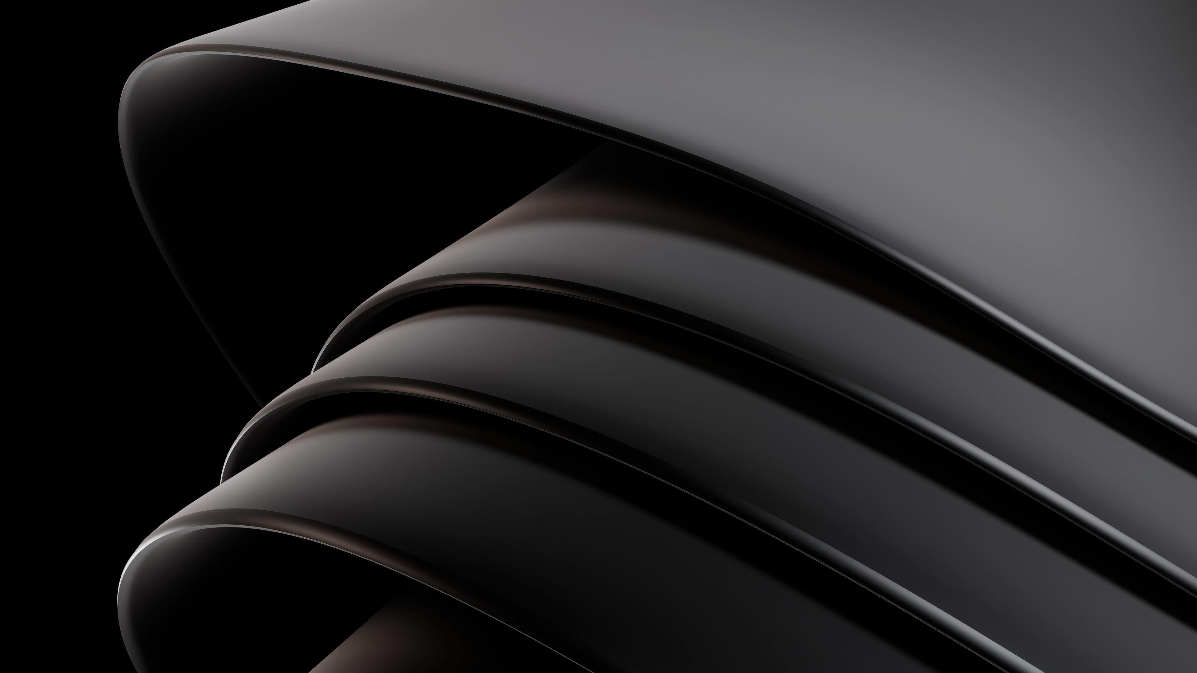 Download wallpaper 3840x2160 dark black curvy shapes, abstract, shining ...