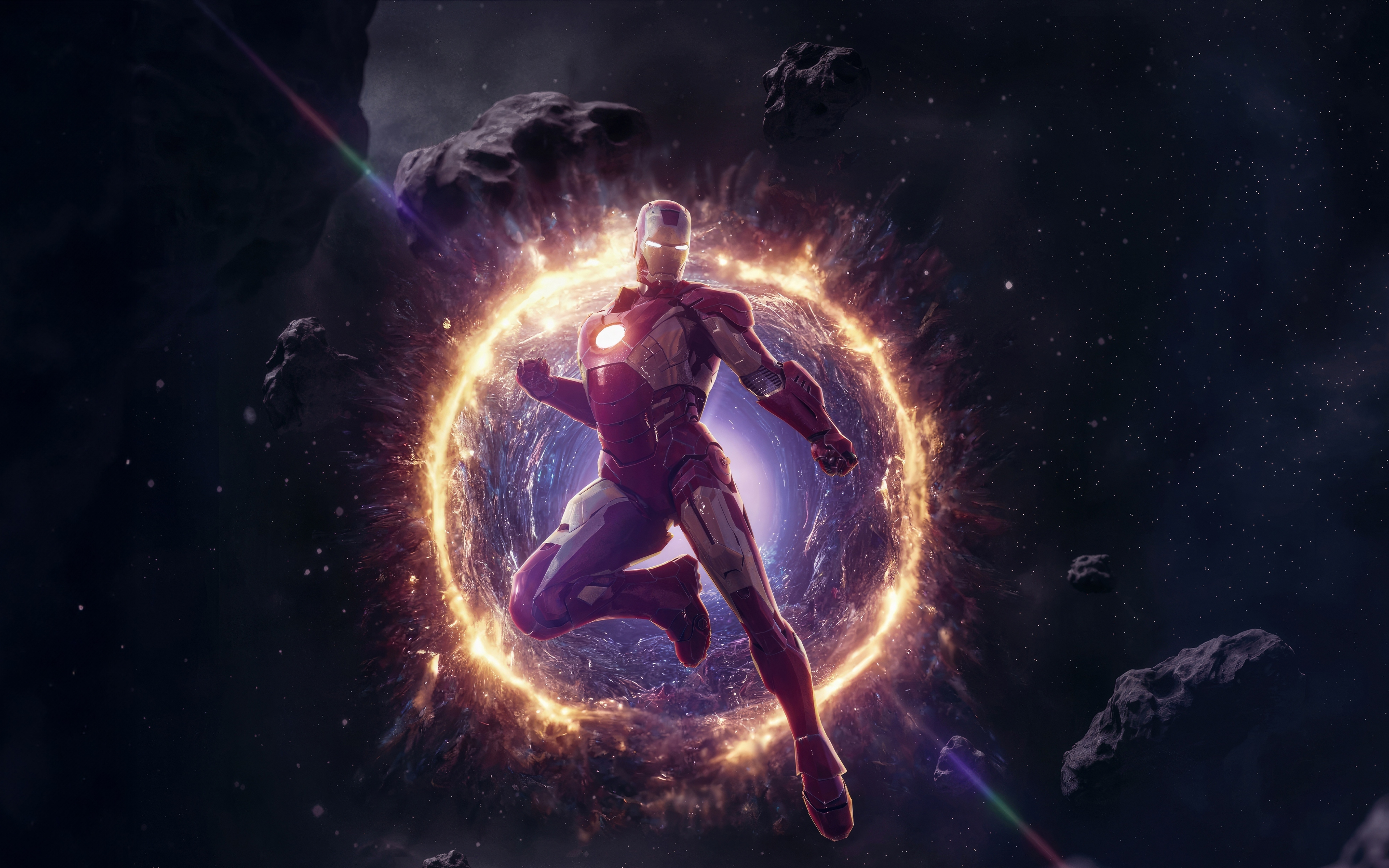 Iron man through the wormhole, space, 3840x2400 wallpaper