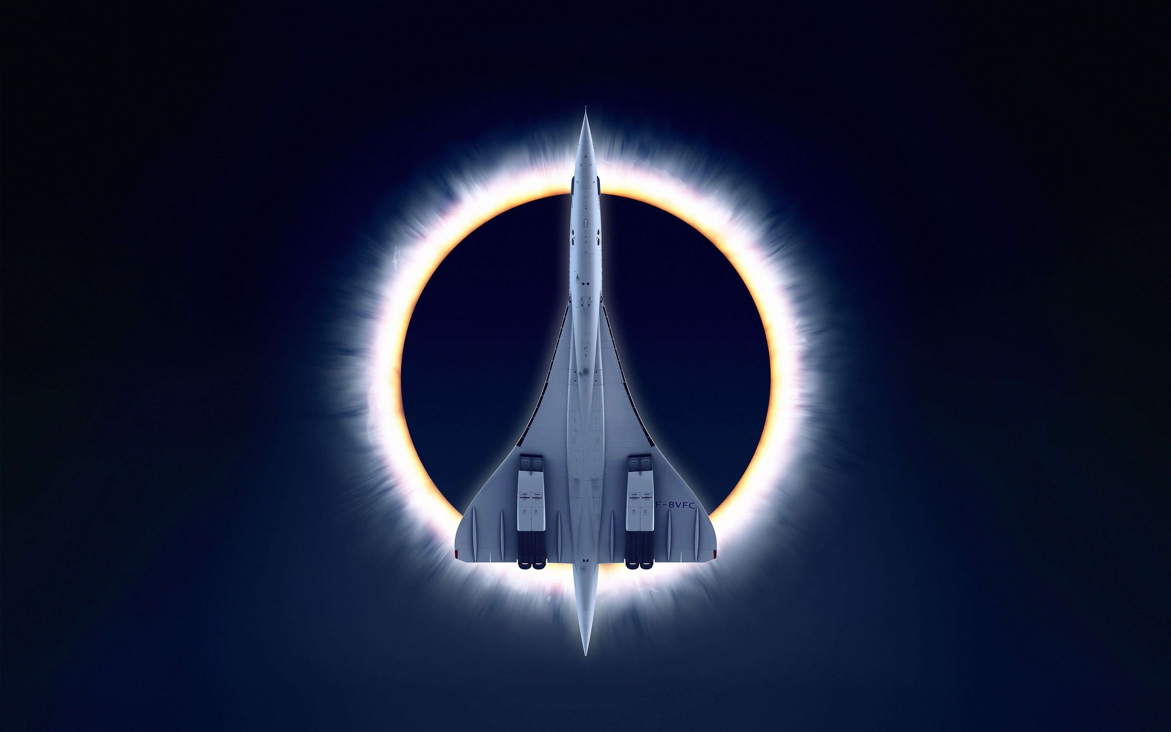 Concorde Carre, eclipse, airplane, moon, aircraft, 3840x2400 wallpaper