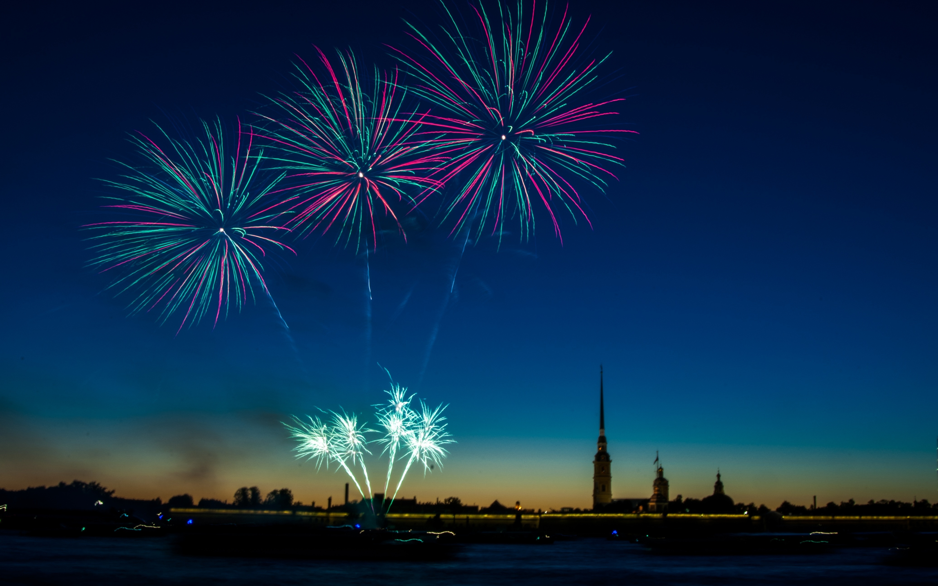 Download 3840x2400 Wallpaper Celebrations Fireworks Sky Night 4k
